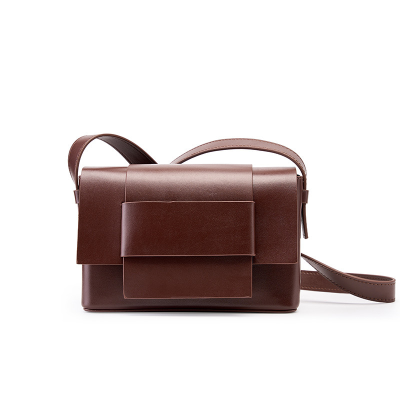 Neutral Soft Leather Woven Small Square Bag - Image 6