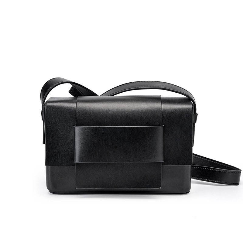 Neutral Soft Leather Woven Small Square Bag - Image 2